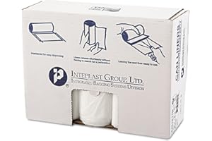 Inteplast Group S404812N 40-45 Gallon Capacity, 48" Length x 40" Width x 12 Mic Thickness, Natural Color, HDPE Commercial Coreless Institutional Trash Can Liner (Case of 10 Roll, 25 Bags per Roll)