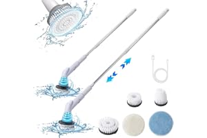 Sentmoon Electric Scrubber, 𝐶𝑜𝑟𝑑𝑙𝑒𝑠𝑠 Cleaning Brush Shower Scrubber with 5 Replaceable Brush Heads, Extension Handle for Bathroom Same Day Delivery Items Deals of The Day