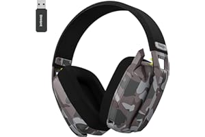 BINNUNE 2.4GHz Wireless Gaming Headset with Mic for PS5, PS4, PC, Mac, PlayStation 4 5, Bluetooth Gaming Headset with Flip Microphone,Headphones for Laptop Computer (Camouflage)