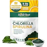 Sunlit Best USDA Organic Chlorella Spirulina Powder - 100% Raw & Vegan Source of Protein & Chlorophyll | Non GMO & Gluten Free Superfood Energy Drink | Gut Health & Immune Support Supplement, 8 oz