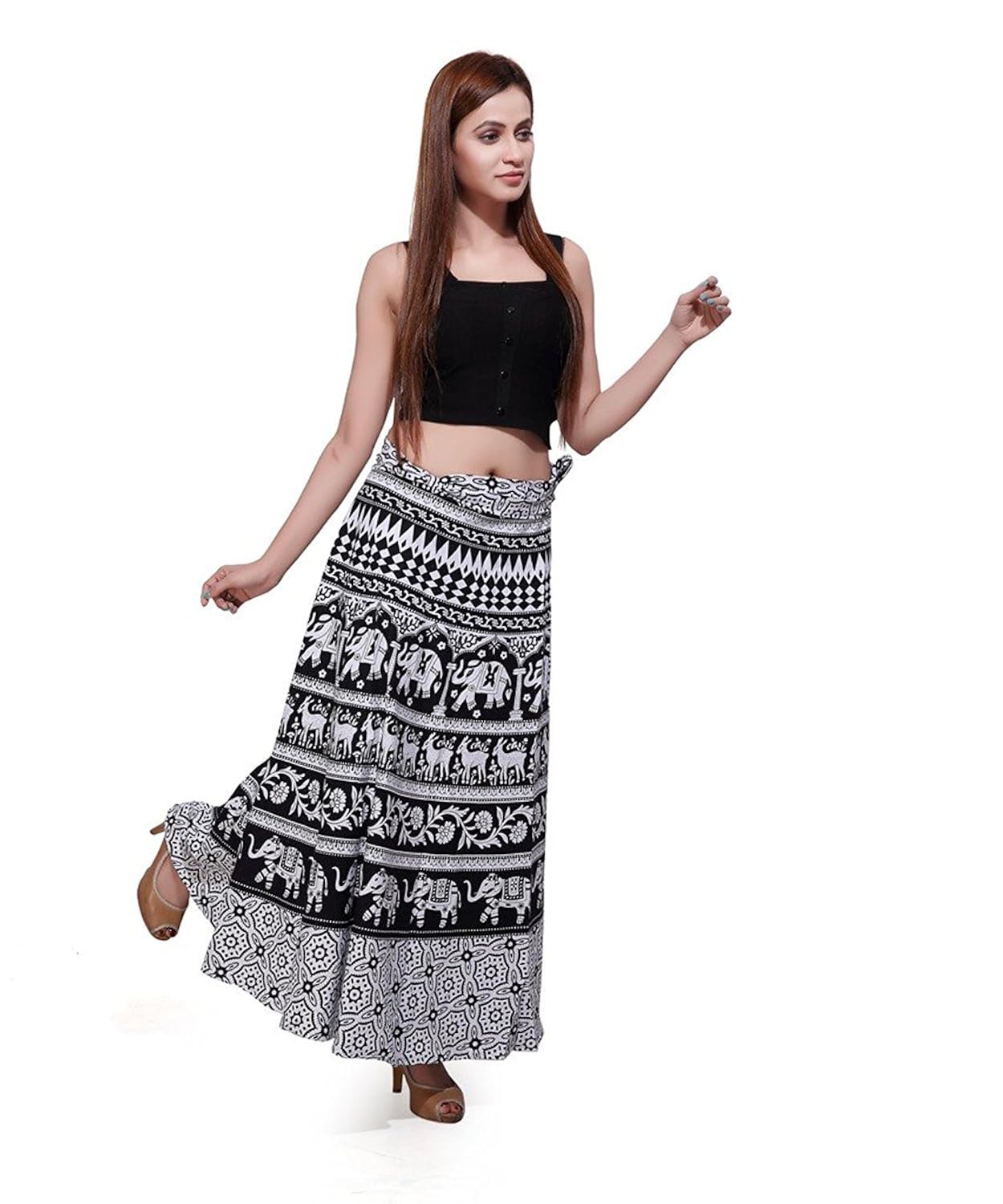 modern kart women's 100% pure cotton wrap around skirt with elegant print.