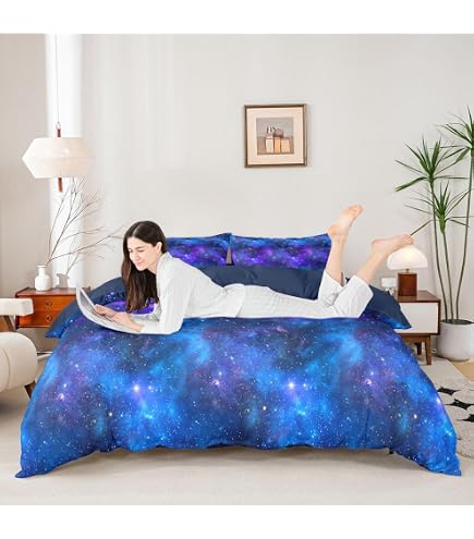 Housse De Couette Galaxie 90x190cm + 2 Taies - Thème Espace étoilé En Microfibre Douce