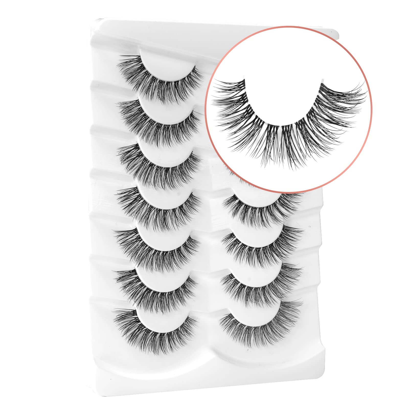Onlyall Natural Eye Lashes Mink False Eyelashes Natural Look Wispy Lashes Soft Clear Band Fake Fluffy A11(10MM-14MM) — image 1
