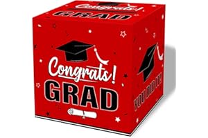 OLIVBIN Graduation Card Box 2025, Red Foldable Cardboard Card Box for Party, 2025 Graduation Party Decorations, Red Graduation box