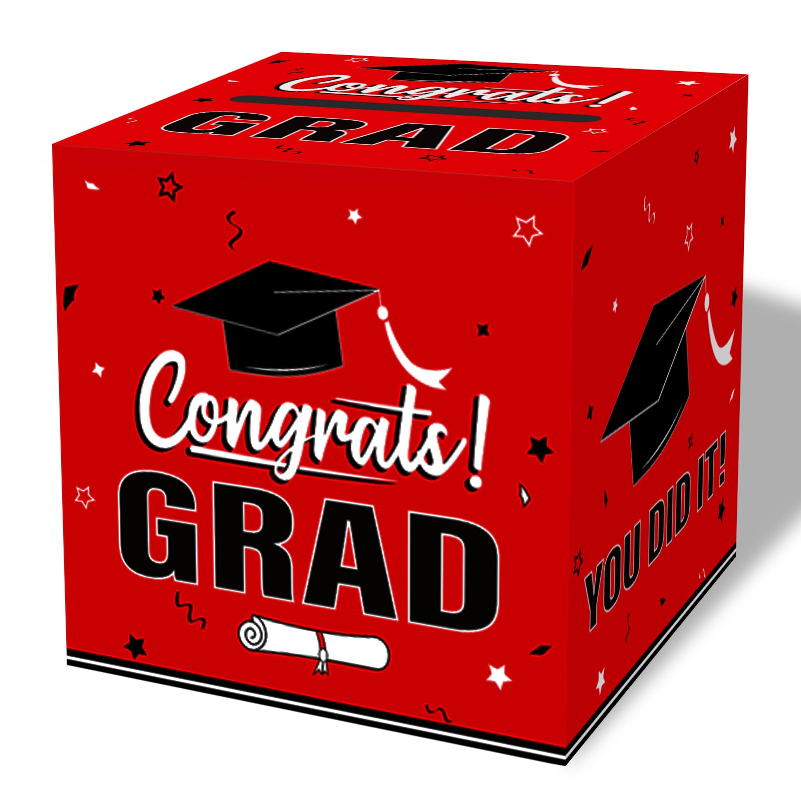 Photo 1 of OLIVBIN Graduation Card Box 2025, Red Foldable Cardboard Card Box for Party, 2025 Graduation Party Decorations, Red Graduation box