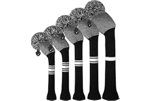Scott Edward Knit Golf Club Cover for Woods and Driver Set of 5 Head Covers Protect Driver Wood(460cc) 1 Fairway Wood2 and Hybrid/UT2 with Rotating Club Number Tags