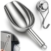 Stainless Steel Ice Scoop for Freezer with Magnetic Hook | Ice Scoop for GE Profile Opal 2.0 Nugget Ice Maker, for Kitchen Ice Bucket Bar Party Accessories(8OZ-Silver)