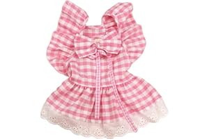 QWINEE Cute Dog Dress Ruffle Trim Cat Lace Princess Dresses with Bow Decor Puppy Tutu Skirt Holiday Party Costume Outfit for Small and Medium Cats Dogs Kitten Pink A X-Large