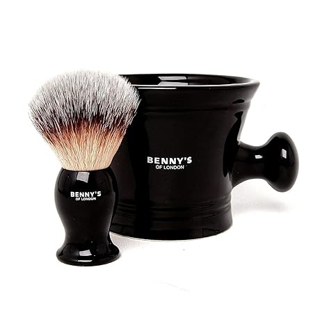 RASIERBÜSTE & SCHÜSSEL GESCHENKE SET – Von Benny’s of London – unsere bestverkaufte Rasierbürste mit der Keramik schwarzen Ta