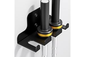 JNIHEEP Olympic Barbell Hanger,Garage Gym Bar Wall Rack,Vertical Barbell Mount Rack,Black Powder Coated,Space Saving Commercial or Home Gym Accessory,Holds Under 33mm Bar Size