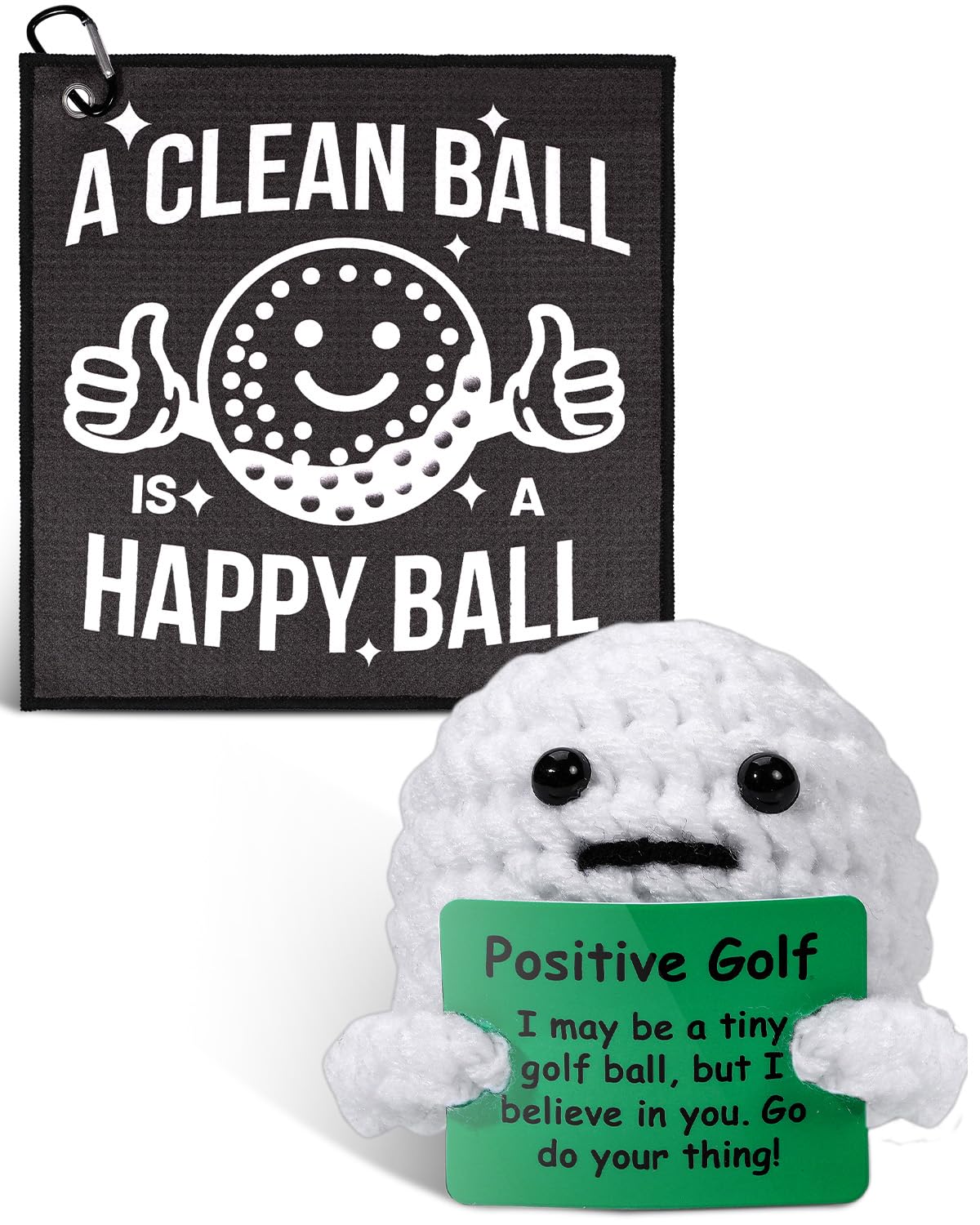 AICase Golf Gifts Funny Positive Golf Ball Crochet Gag Gift Ideas with Golf Towel, Cool Stuff Golf Accessories for Men, Women, Golfers, Dad, Fathers, Coworkers, Friends, Christmas, Birthday