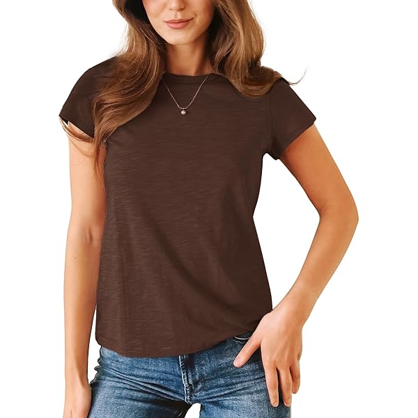 Liang Rou Women's Cap Sleeve Crewneck T-Shirt Basic Solid Cotton Tops White Large, Pack Of 2