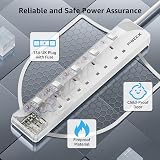 PIBEEX Extension Lead with USB C PD 20W 2 USB A 1 USB C 4 Way 2m Wall Mount view 5
