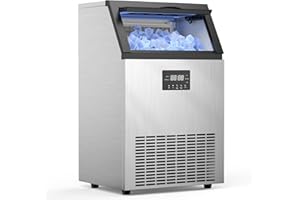 CINTVA Commercial Ice Maker Machine, 200 LBS/24H, Ice Machine Commercial 50 LBS Storage Bin, Under Counter Ice Maker with 2 Water Apply Modes, Thicknesses Adjustable for Home Office Restaurant Bar Cafe