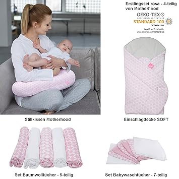 Erstlingsset Motherhood, Geschenk zur Geburt Geburt Mädchen - rosa classics