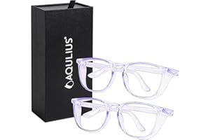 Aqulius 2 Pack Stylish Safety Glasses Goggles, Scratch Resistant, Safety Glasses for Women, Blue Light, Glasses for Nurses