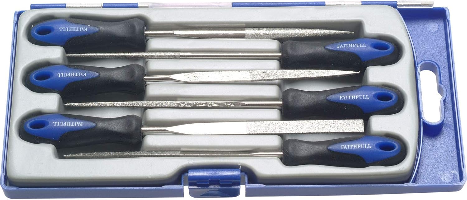 Faithfull PPDIAMOND Diamond Needle File Set (6 Pieces), Blue