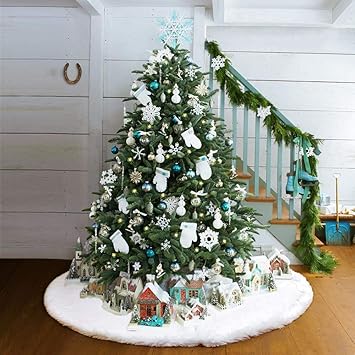 Copri Base Per Albero Di Natale In Morbido Tessuto Felpato Decorazione Natalizia Per Albero Di Natale Peluche Dia122cm White