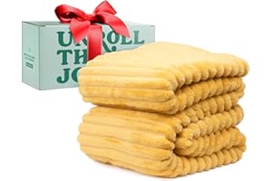 GREEN ORANGE GO Premium Comfy Soft Queen Blanket for Couch, Bed - Yellow Fleece Blanket for Living Room, Bedroom, Home Decor - Large blanket for Men, Women (90x90 Inches)