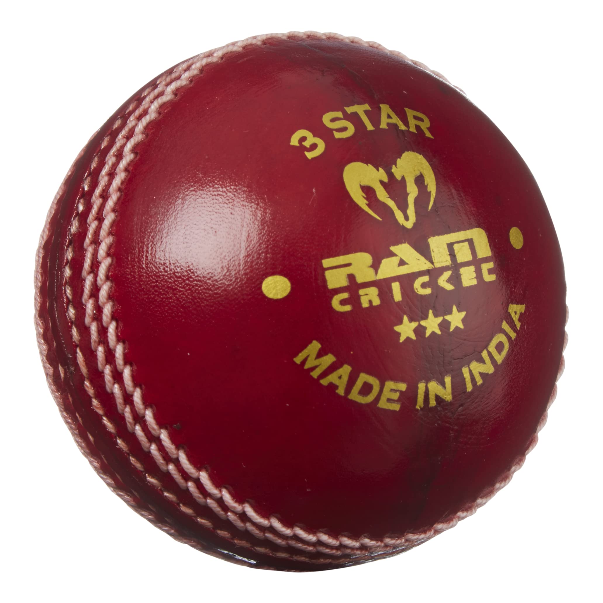 Ram Cricket 3 star Match Ball – Box of 6 – 4 piece leather Construction – Hand Stitched Traditional Seam – For match or training – Lacquered finish for Durability – Available in 5.5oz, 5oz & 4.75oz