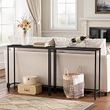 HOOBRO Console Table Slim Hallway Table Black Metal Frame 75x24x75cm view 5