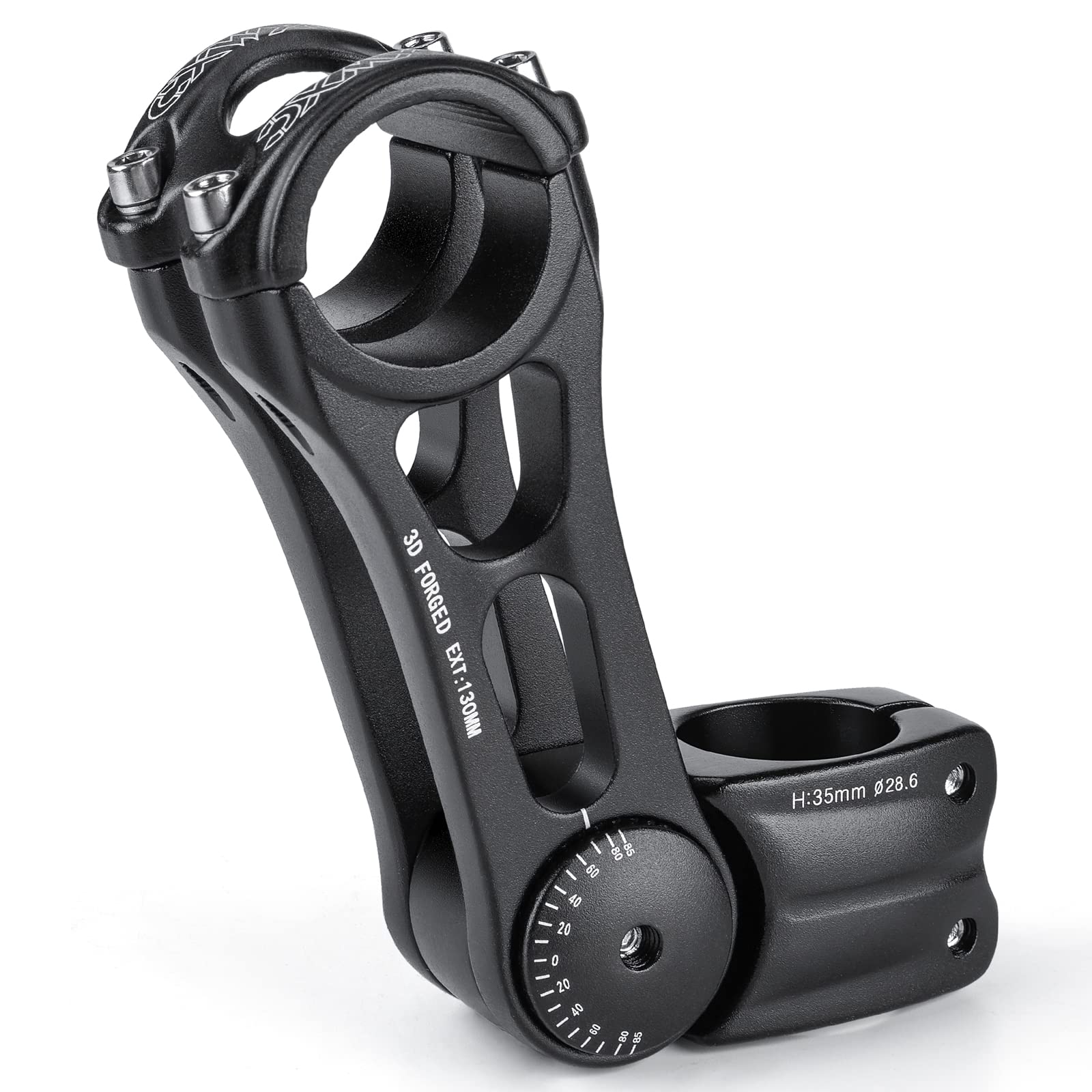 CXWXC Adjustable MTB Stem 31.8mm 70 Degree - 90/110/130/145mm Bike Stem Riser for Handlebar - Aluminum Alloy Mountain Bike Handlebar Riser Extender for MTB Road City Bike Bicycle