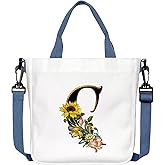 Monogrammed Tote Bag for Women,Small Canvas Tote Bags Personalized Gift for Women,Initial Canvas Bag for Bridesmaids