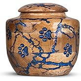 Wood Pet Urns for Dog/Cat Ashes - Large 54 Cu/in Resin Decorative Urn for Ashes for Dog, Urns for Cats - Pet Memorial Remembrance Box - Blue, Large