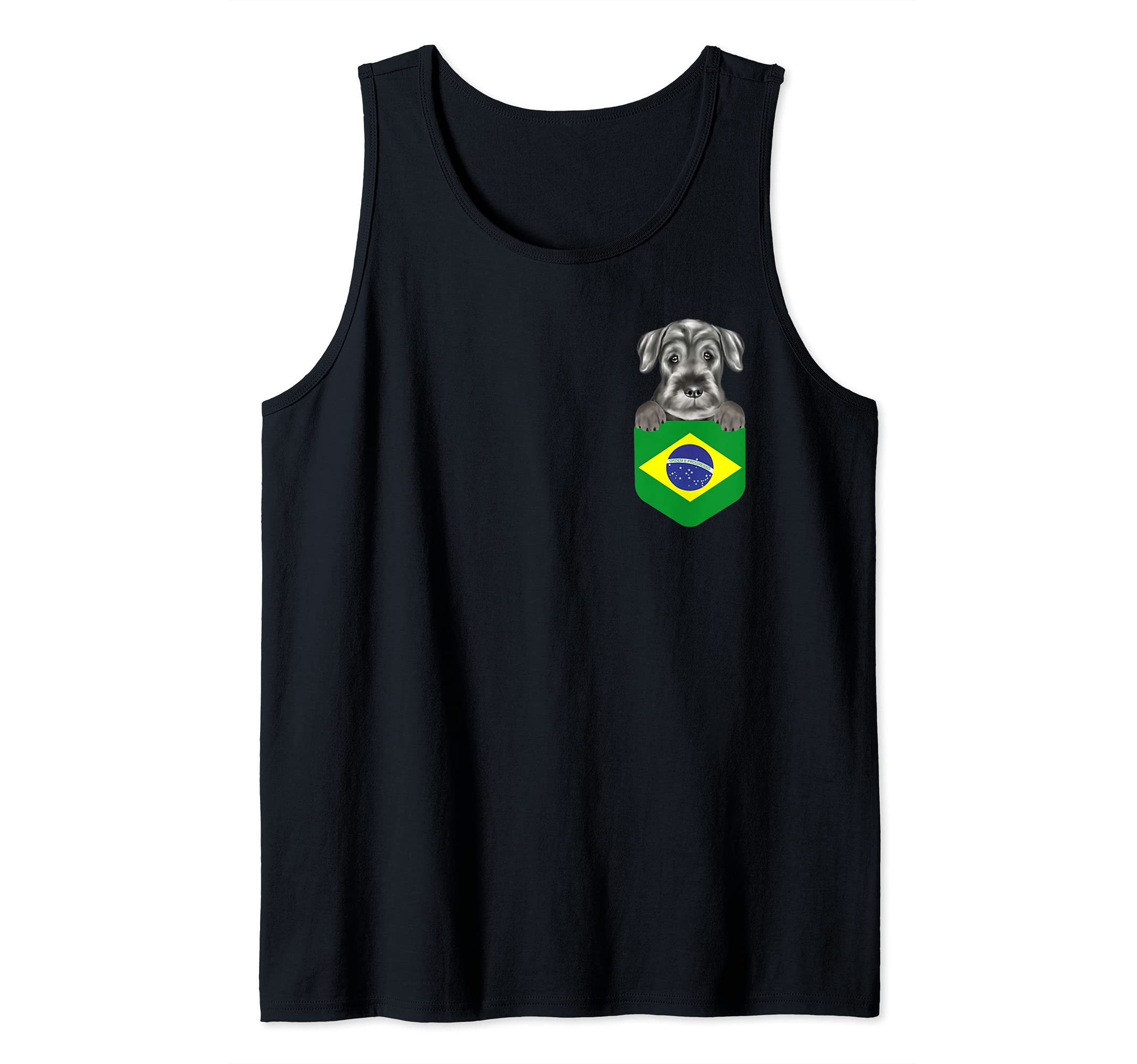 Brazil Flag Standard Schnauzer Dog In Pocket Tank Top