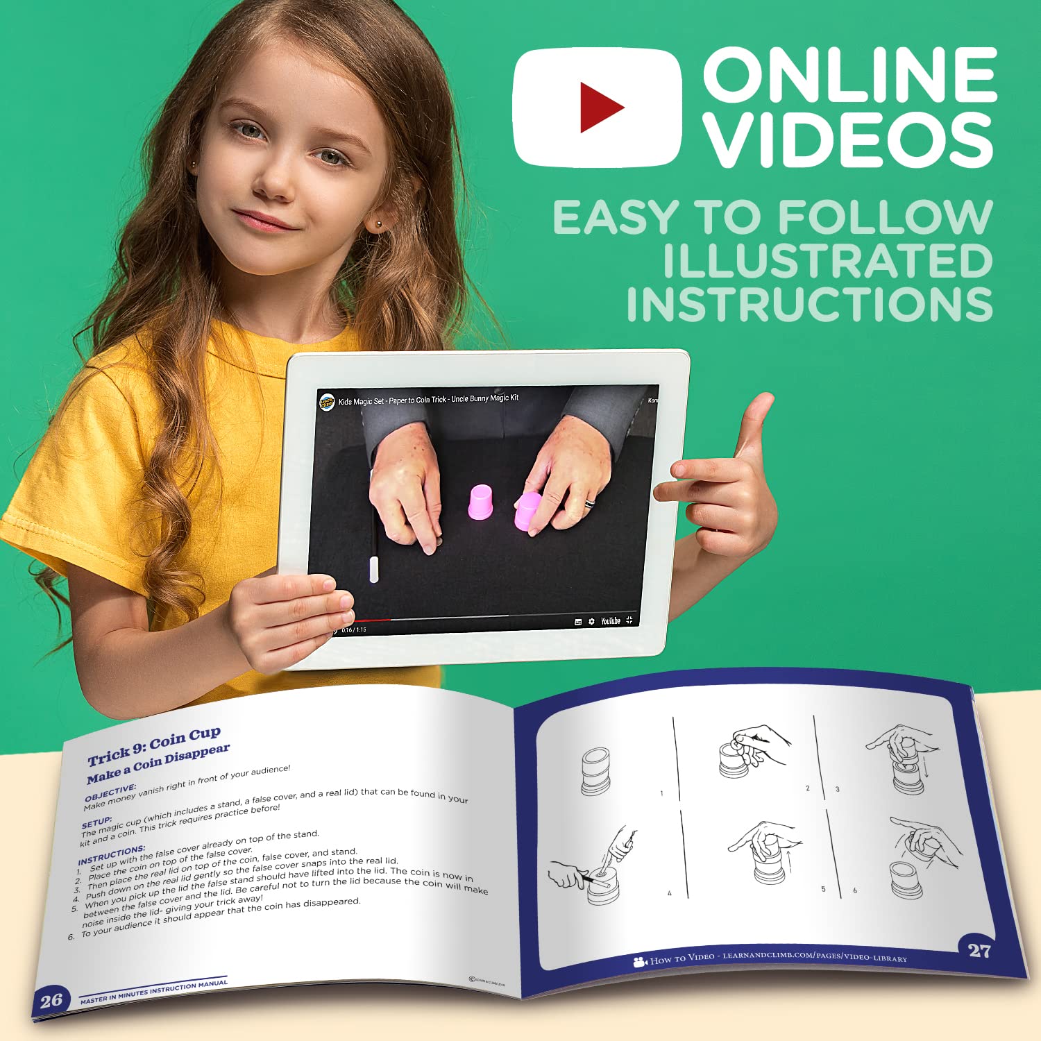Learn & Climb Mega Magic Kit for Kids - Perform 100's of Today's Most Exciting Tricks - Magic Set with Tutorial Videos for Kids Ages 6-8, 8-10, 10-12