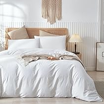 LIFETOWN 100% Washed Cotton Duvet Cover Set Linen Feel Natural ...