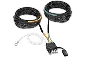 Gonice 25Ft 4 Pin Trailer Wiring Harness Kit with Black Nylon Protective Sleeve, 4 Pin 5 Wire Plug for Enhanced Durability - Wishbond Trailer Wire Kit