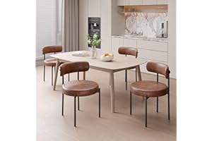 Nalupatio Dining Chairs Set of 4, Round Boucle Dining Room Chairs with Curved Backrest & Thick Cushion, Mid-Century Modern Up