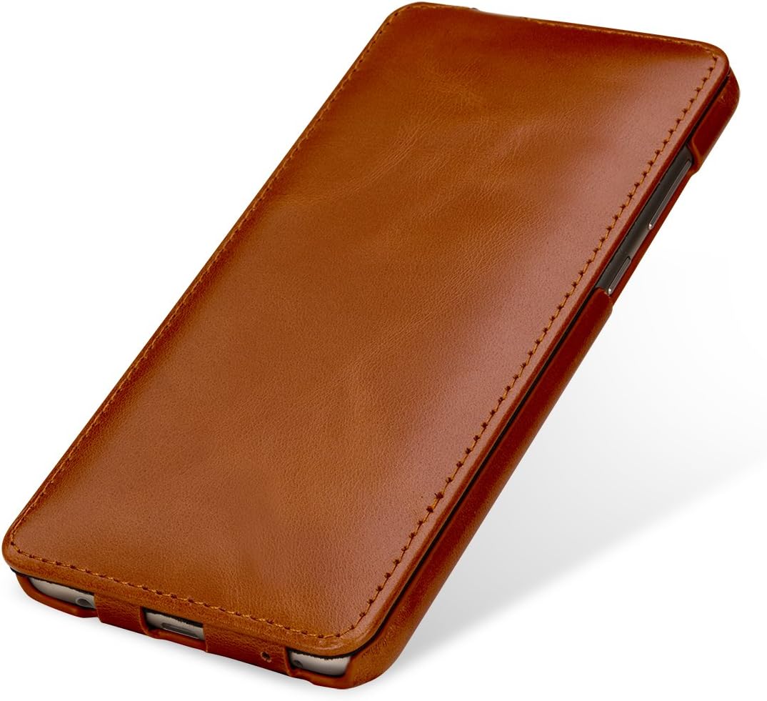 StilGut Slim Vertical Flip Case for Honor 7X, Genuine Leather Huawei Honor 7X Case, Cognac Brown - Image 4