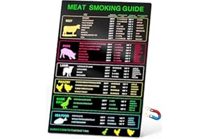 SEROPY Magnetic Meat Smoking Guide, Meat Temperature Chart With 30 Meat Types, Meat Temperature Magnet for Smoker Grilling With Time & Temp Wood Flavors, BBQ Meat Smoker Accessories Cooking Times Chart