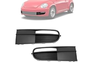 HECASA Fog Light Bezel LH&RH Compatible with 2012-2019 Volkswagen Beetle Bumper Driving Fog Lamp Cover Plastic(ABS) Black Tex