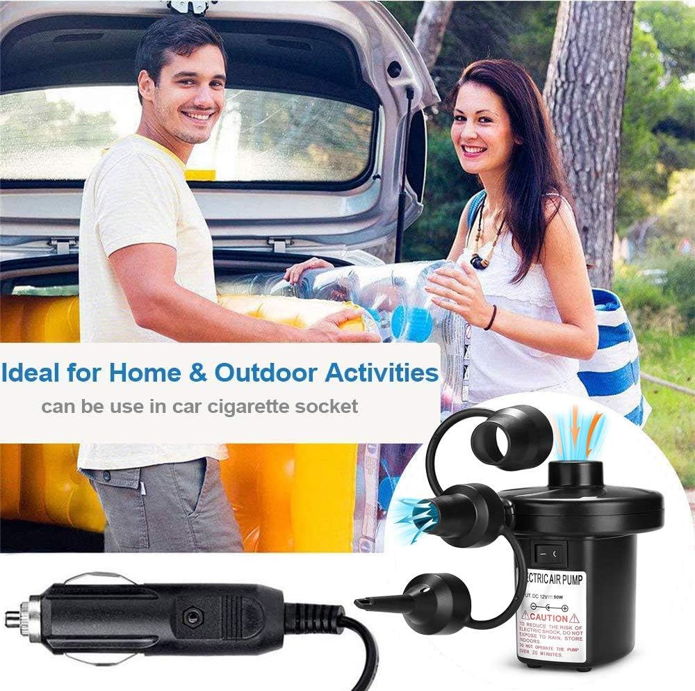 Rongyuxuan Electric Air Pump for Inflatables, 2 in 1 Portable Quick-Fill Air Pump,110V AC & 12V DC Inflator Deflator for Air Mattress, Swimming Rings, Airbeds, Water Toys, with 3Nozzles,Storage Bag: Home & Kitchen