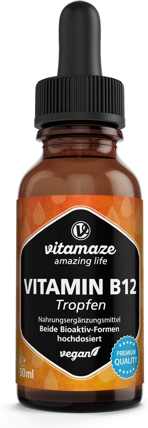Vitamine B12 Gouttes 500 mcg par Dose Quotidienne, Methylcobalamin