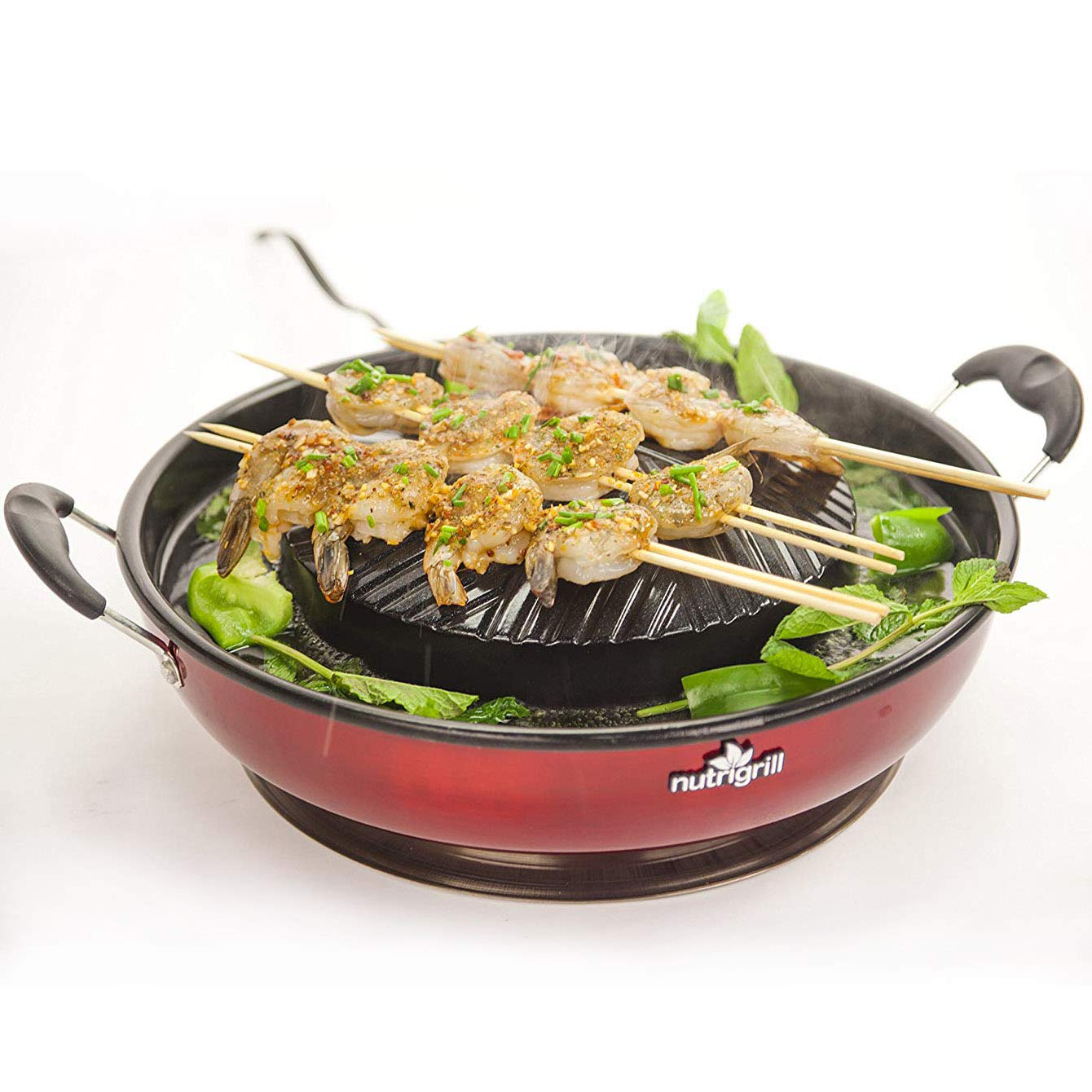 NutriGrill Electric Grill With Accessories Healthy Smokeless Cooking BBQ Grill, Portable Mini