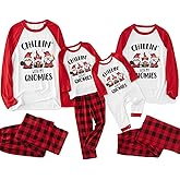 JAXUH Matching Christmas Pajamas for Family/Couples, Plaid Pants with Christmas Tree Printed Tops Sleepwear, Xmas PJs Sets