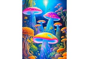 Suyaloo Mushroom Diamond Painting Kits for Adults,5D Rhinestone Diamond Art Kits for Adults Kids Beginner,DIY Flowers Round Full Drill Diamond Painting Kit Arts Craft for Home Wall Decor 12X16inch