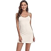 ACIEMR Women's Full Slip Lingerie Under Dress Spaghetti Adjustable Strap V Neck Camisole Slips Dress Undergarment Nightwear