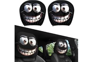 2PCS Funny Head Rest Cover for Car, Cute Funny Cartoon Eyes Car Headrest Covers, Car Seat Head Rest Protector for Auto Front 