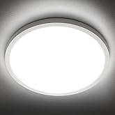 SunRider LED Flush Mount Ceiling Light Fixture, 5000K Daylight White, 2400LM, 12 Inch 24W White Round Flat Bedroom Lights, 24