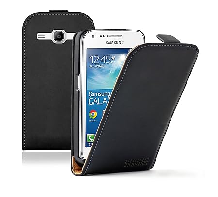 Membrane - Ultra Slim Schwarz Klapptasche Hülle kompatibel für Samsung Galaxy Core Plus (GT-G3500 / SM-G350 / G3502) - Flip C