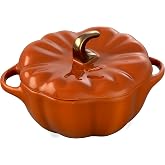 STAUB Ceramic 0.75-qt Petite Pumpkin, Oven &amp; Stove Safe up to 572&deg;F, Pumpkin Dish, Baking Candy Burnt Orange
