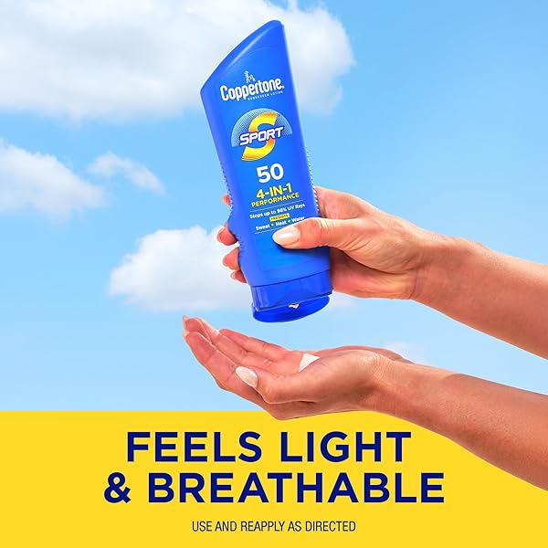 COPPERTONE SPORT SUNSCREEN SPF 50 LOTION, WATER RESISTANT SUNSCREEN, BODY SUNSCREEN LOTION, 7 FL OZ