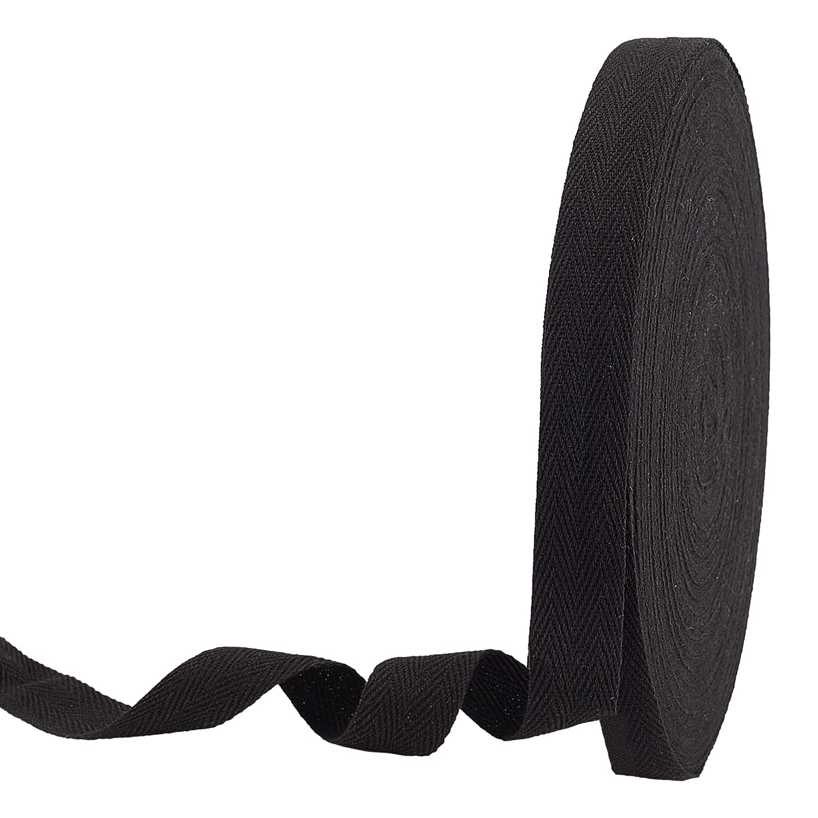 NBEADS 45 m/roll of herringbone cotton straps, 20 mm wide black cotton twill ribbon cotton ribbons herringbone cords for knitting sewing DIY craft