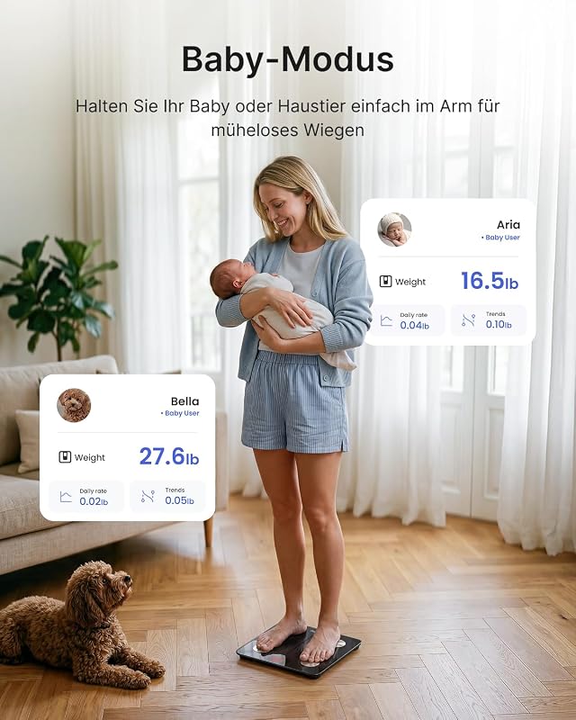 Waage Personen,Körperwaage mit Körperfettanalyse,13 Werte,abnehmen