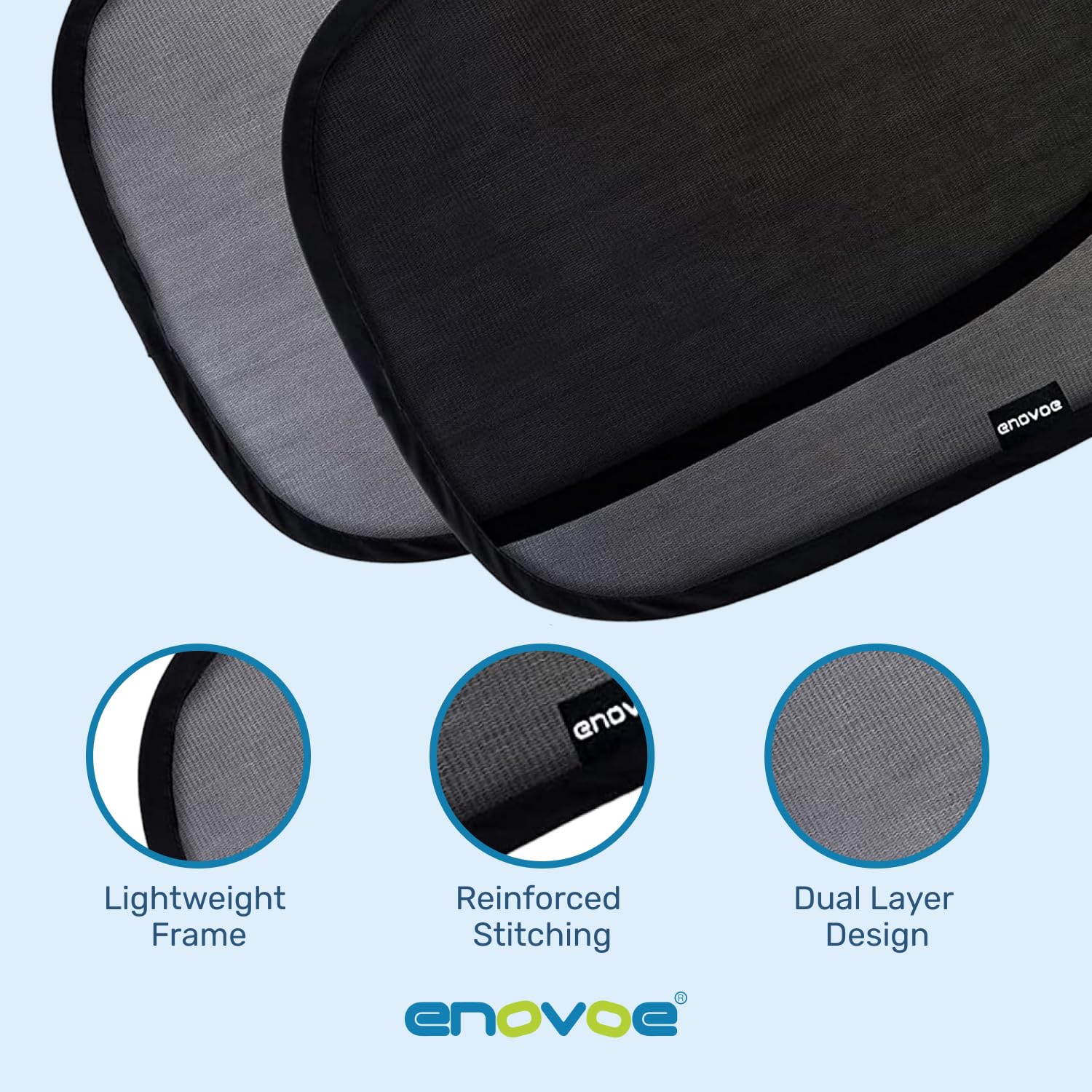 Enovoe Car Window Shades for Baby (2 Pack) - 21x14 Inches Sun Shade Blocker, Cling - Glare Shield and UV Rays Protection for Your Child - Side Windows Screens for SUV- Mesh Window Shades for car Baby